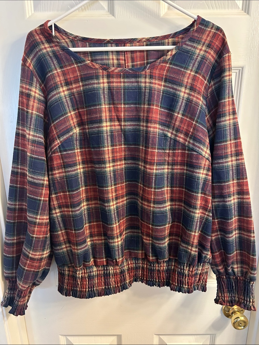 NEW SHEIN plaid print long-sleeve top